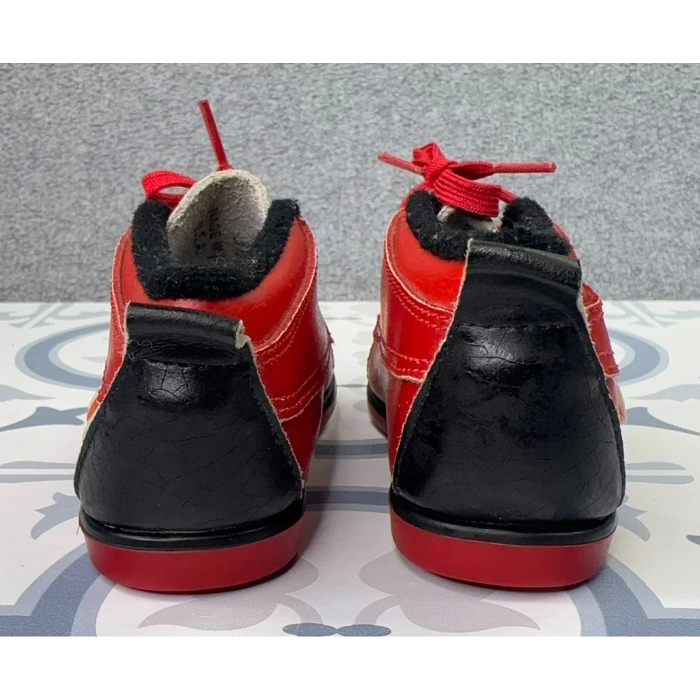 Vintage 80s Baby Deer x McKids Walking Shoes Infant Size 3 1/2 D Red Leather USA
